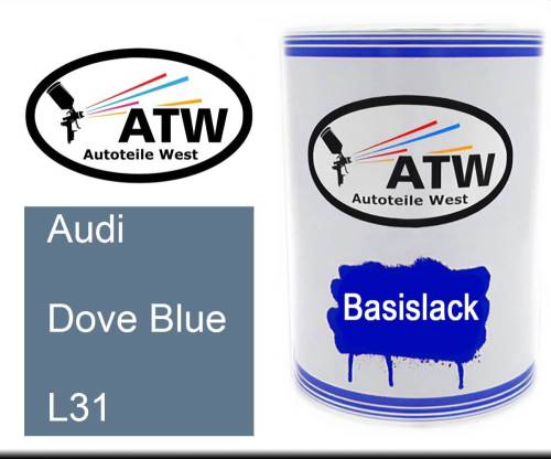 Audi, Dove Blue, L31: 500ml Lackdose, von ATW Autoteile West.